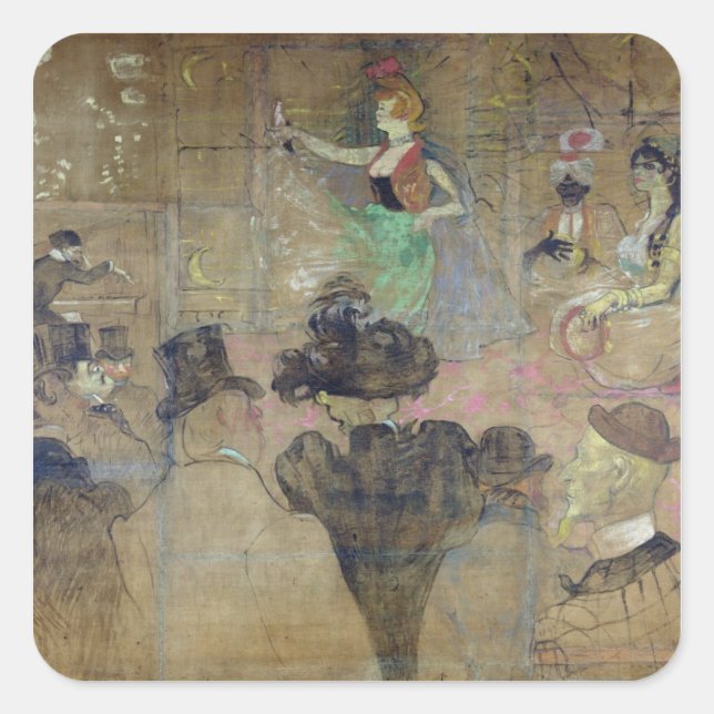 Henri de Toulouse-Lautrec | Dancing at the Rouge:  Square Sticker (Front)