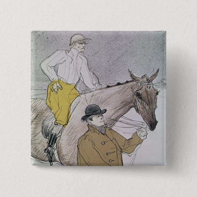 Henri de Toulouse-Lautrec | The jockey led to the  2 Inch Square Button (Front)