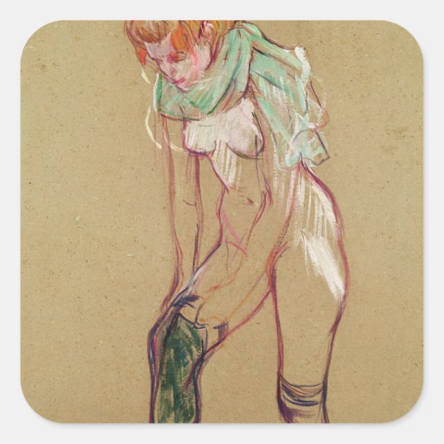 Henri de Toulouse-Lautrec | Woman Pulling Up her S Square Sticker (Front)
