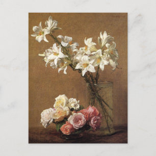 Henri Fantin-Latour Roses and Lilies Postcard