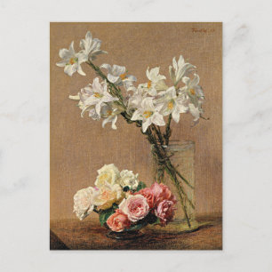 Henri Fantin-Latour - Roses and Lilies Postcard
