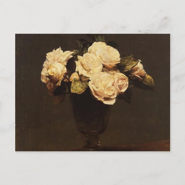 Henri Fantin-Latour- White Roses Postcard (Front)