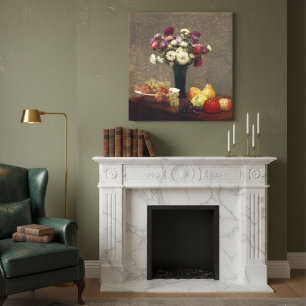 Henri Fantin-Latour's Asters and Fruit on a Table Canvas Print