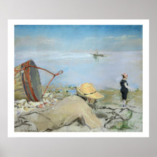 Henri Guerard Relaxing on the Beach (pastel on can Poster