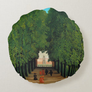 Henri Rousseau, Avenue in the Park at Saint Cloud Round Pillow