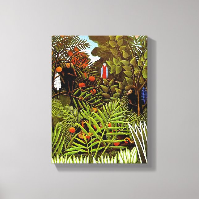Henri Rousseau - Exotic Landscape Jungle Art Canvas Print (Front)