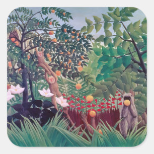 Henri Rousseau - Exotic Landscape Square Sticker