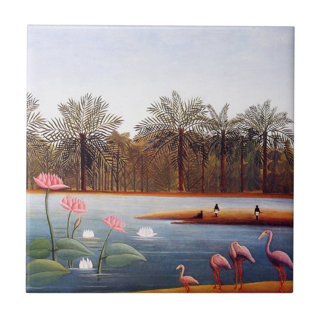 Henri Rousseau Flamingoes Tile (Front)