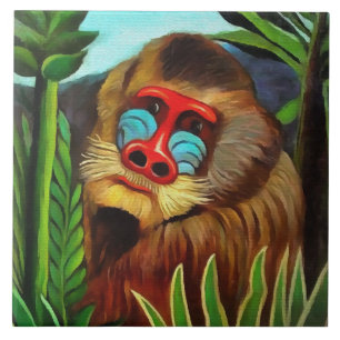 Henri Rousseau Mandrill In The Jungle Vintage Art Tile