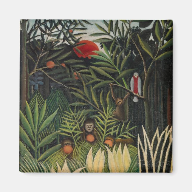 Henri Rousseau - Monkeys & Parrot in Virgin Forest Magnet (Front)