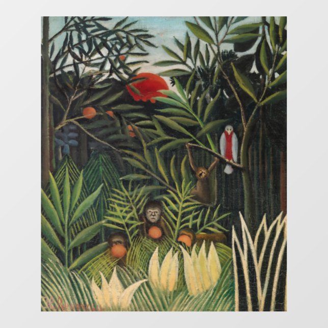 Henri Rousseau - Monkeys & Parrot in Virgin Forest Window Cling (Sheet)
