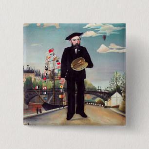 Henri Rousseau - Myself Portrait-Landscape 2 Inch Square Button