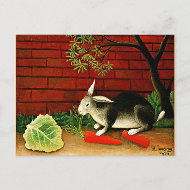 Henri Rousseau painting, Rabbit, Postcard (Front)