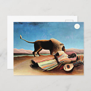 Henri Rousseau painting, Sleeping Gypsy Postcard
