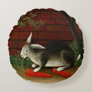 Henri Rousseau - Rabbit. fine art. Round Pillow