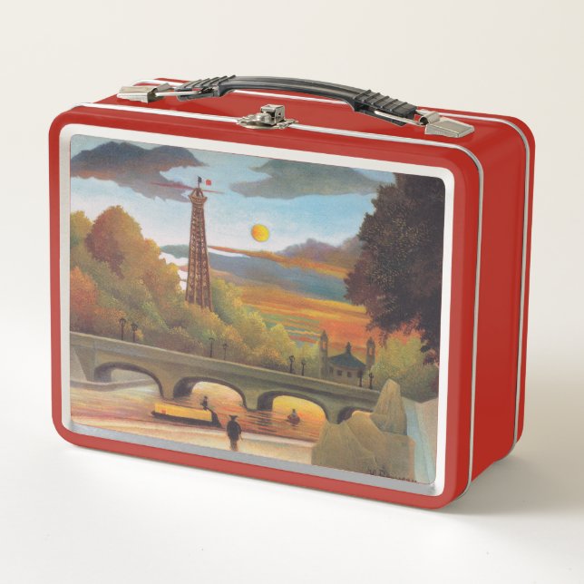 Henri Rousseau - Seine and Eiffel Tower in Sunset Metal Lunch Box (Front)