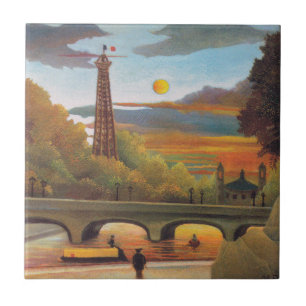 Henri Rousseau - Seine and Eiffel Tower in Sunset Tile