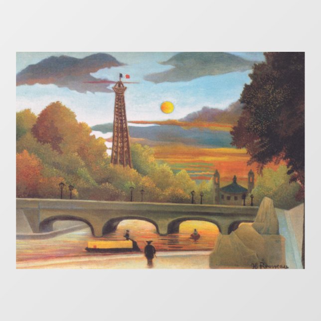Henri Rousseau - Seine and Eiffel Tower in Sunset Window Cling (Sheet)