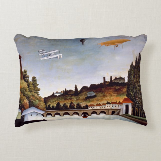 Henri Rousseau - Sevres bridge & hills of Clamart Accent Pillow (Front)