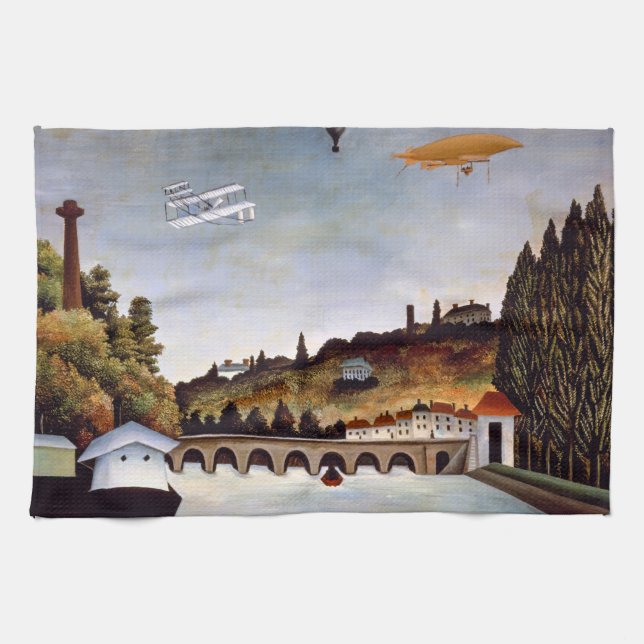 Henri Rousseau - Sevres bridge & hills of Clamart Kitchen Towel (Horizontal)