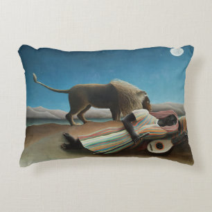 Henri Rousseau Sleeping Gypsy Lion Painting Accent Pillow