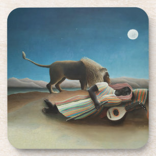 Henri Rousseau Sleeping Gypsy Lion Painting Coaster