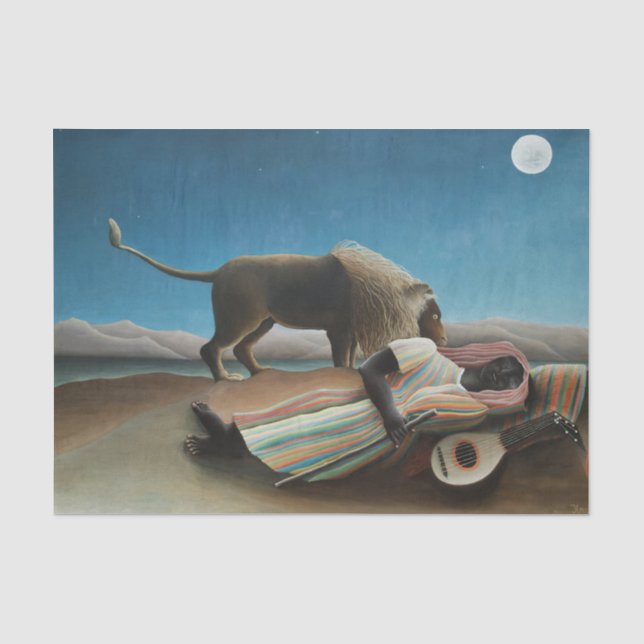 Henri Rousseau Sleeping Gypsy Lion Painting Tissue Paper (Front)