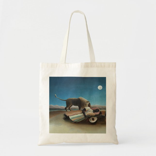 Henri Rousseau Sleeping Gypsy Lion Painting Tote Bag (Front)