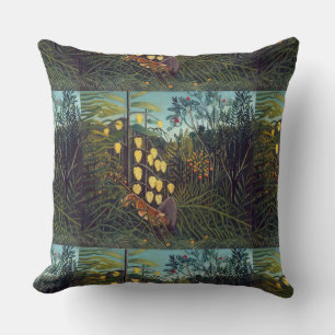 Henri Rousseau Struggle between Tiger and Bull Throw Pillow