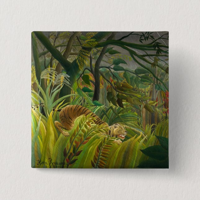 Henri Rousseau - Surprised! 2 Inch Square Button (Front)