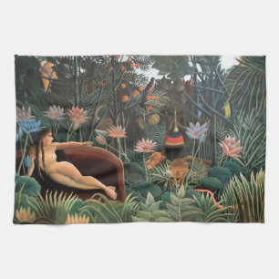 Henri Rousseau The Dream Jungle Flowers Naive Art Kitchen Towel
