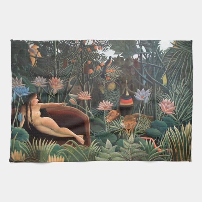 Henri Rousseau The Dream Jungle Flowers Naive Art Kitchen Towel (Horizontal)