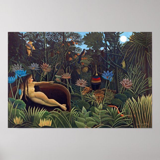 Henri Rousseau The Dream - Jungle Woman w Animals Poster (Front)