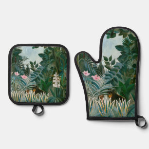 Henri Rousseau - The Equatorial Jungle Oven Mitt & Pot Holder Set