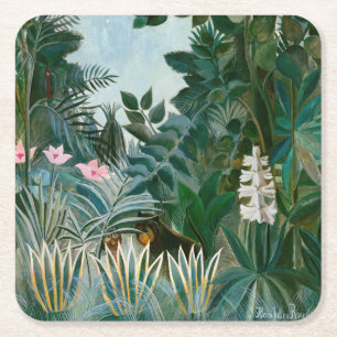 Henri Rousseau - The Equatorial Jungle Square Paper Coaster