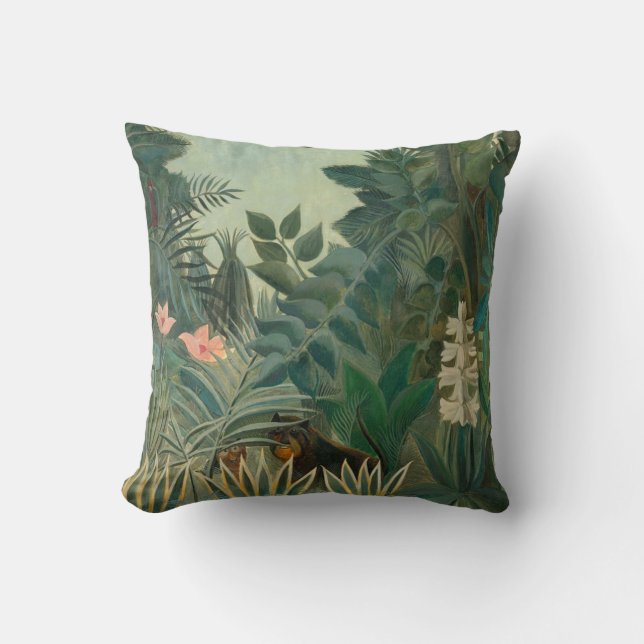 Henri Rousseau The Equatorial Jungle Throw Pillow (Front)