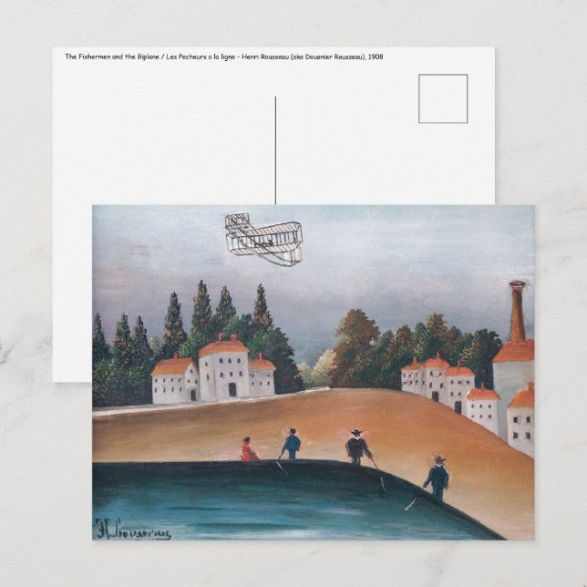 Henri Rousseau - The Fishermen and the Biplane Postcard (Front/Back)