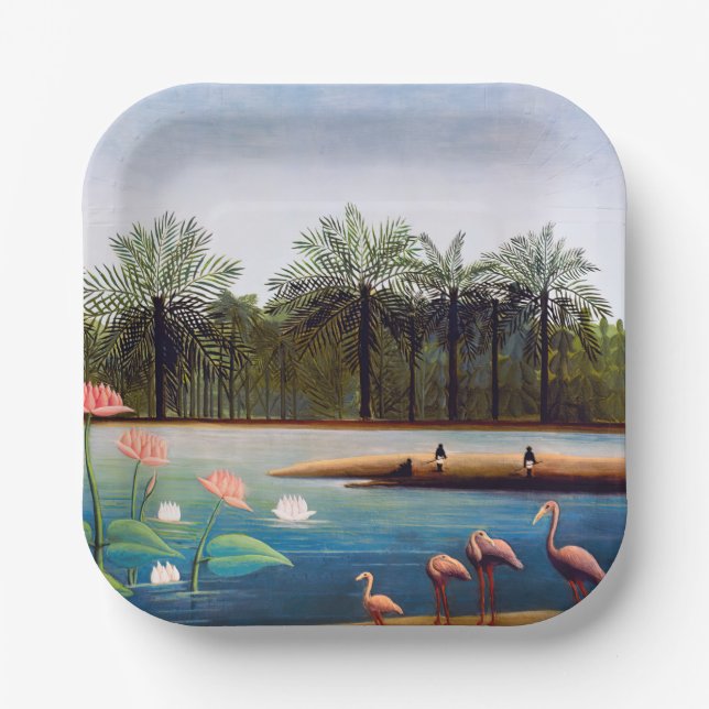 Henri Rousseau - The Flamingoes Paper Plate (Front)