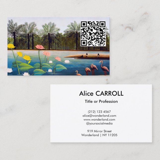 Henri Rousseau - The Flamingoes - QR Code Business Card (Front/Back)