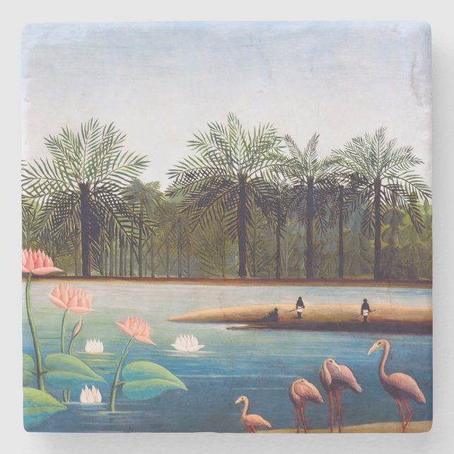 Henri Rousseau - The Flamingoes Stone Coaster (Front)