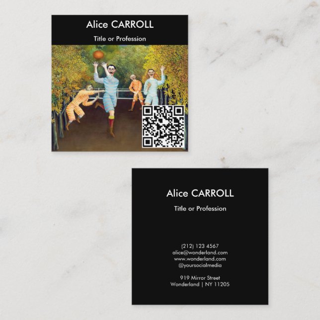 Henri Rousseau - The Football Players - QR Code Square Business Card (Front/Back)