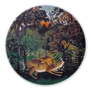 Henri Rousseau - The Hungry Lion Ceramic Knob