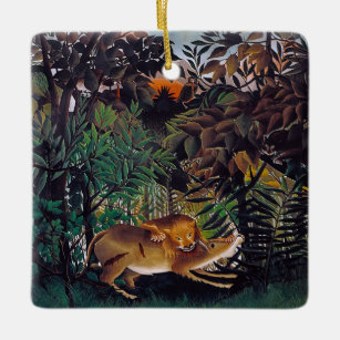Henri Rousseau - The Hungry Lion Ceramic Ornament