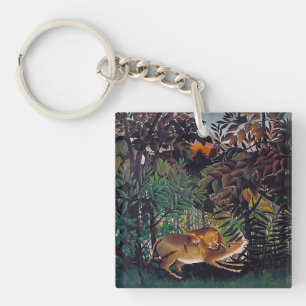Henri Rousseau - The Hungry Lion Keychain