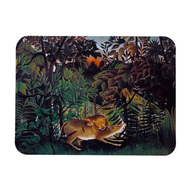 Henri Rousseau - The Hungry Lion Magnet (Horizontal)