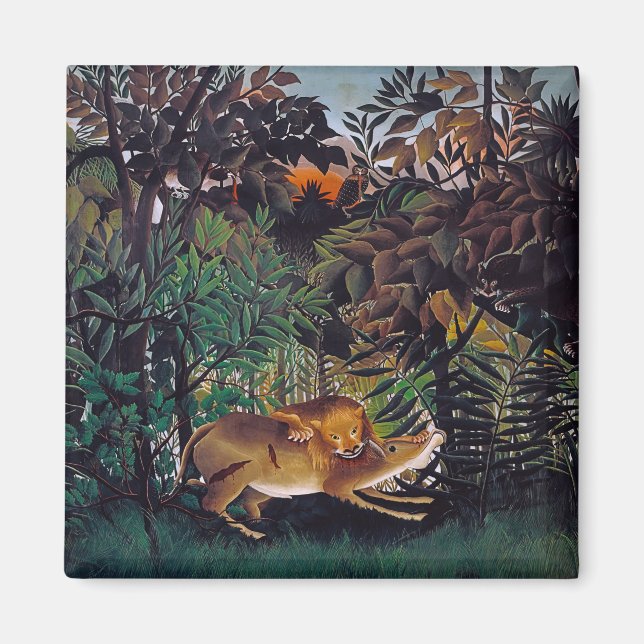 Henri Rousseau - The Hungry Lion Magnet (Front)