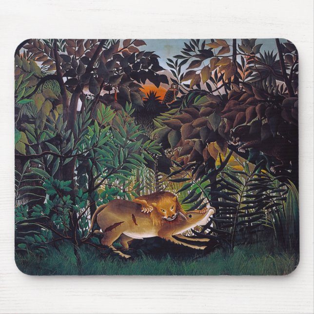 Henri Rousseau - The Hungry Lion Mouse Pad (Front)