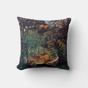 Henri Rousseau - The Hungry Lion Throw Pillow