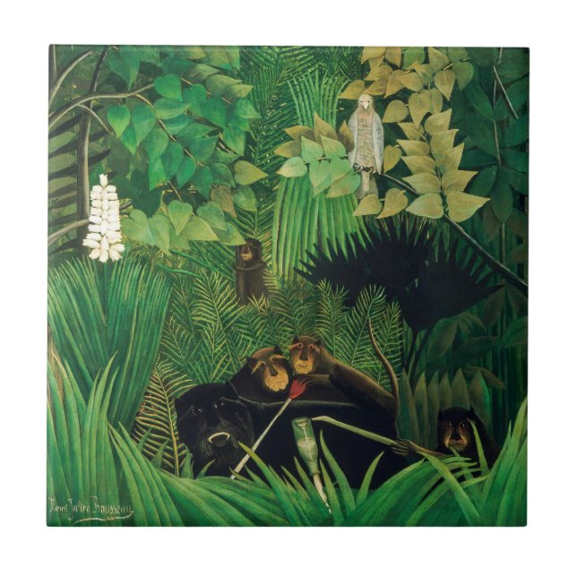 Henri Rousseau - The Merry Jesters Tile (Front)