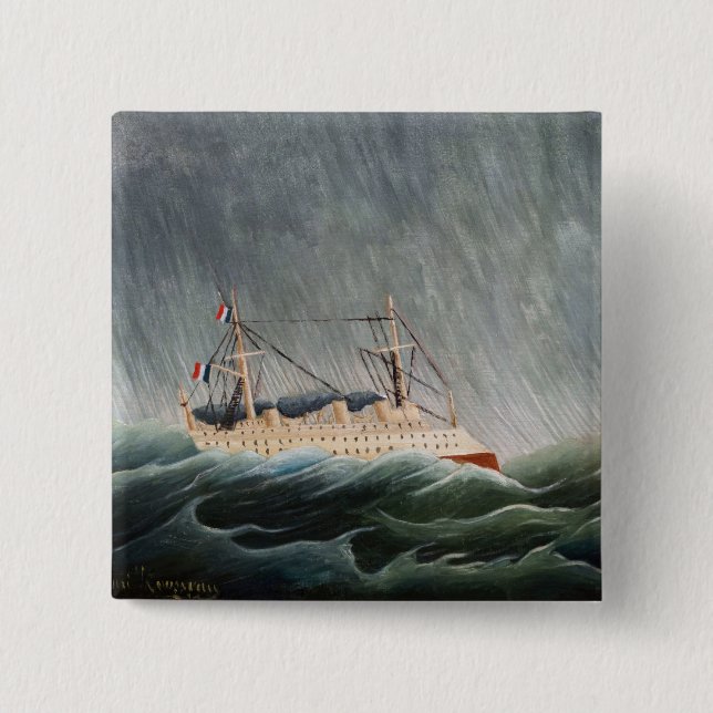 Henri Rousseau - The Ship in the Tempest 2 Inch Square Button (Front)